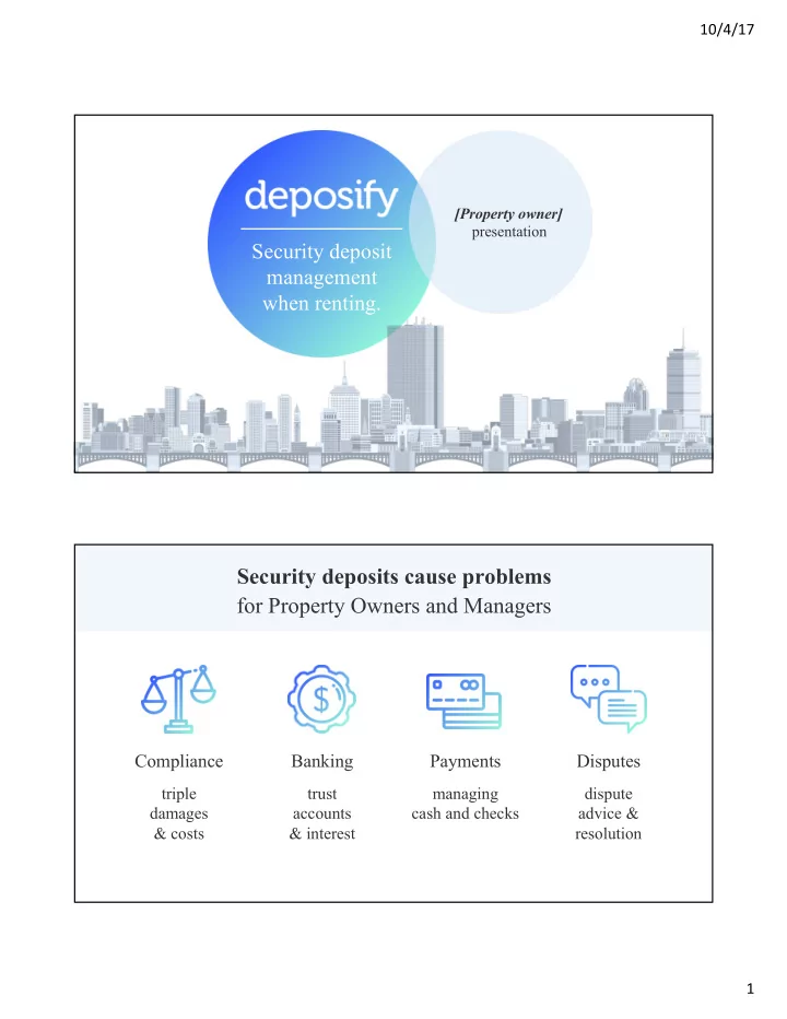 security deposits cause problems for property owners and