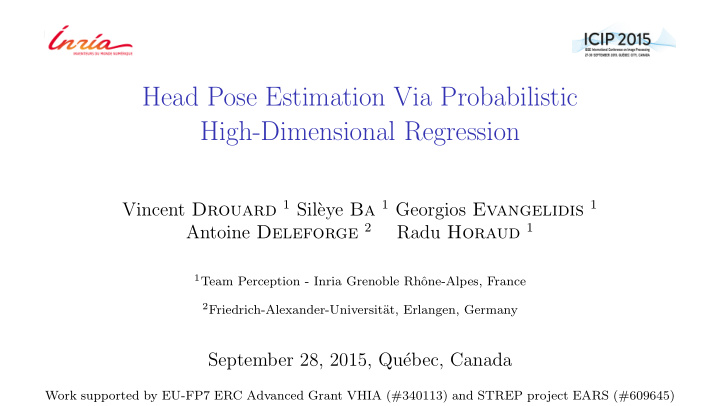 head pose estimation via probabilistic high dimensional