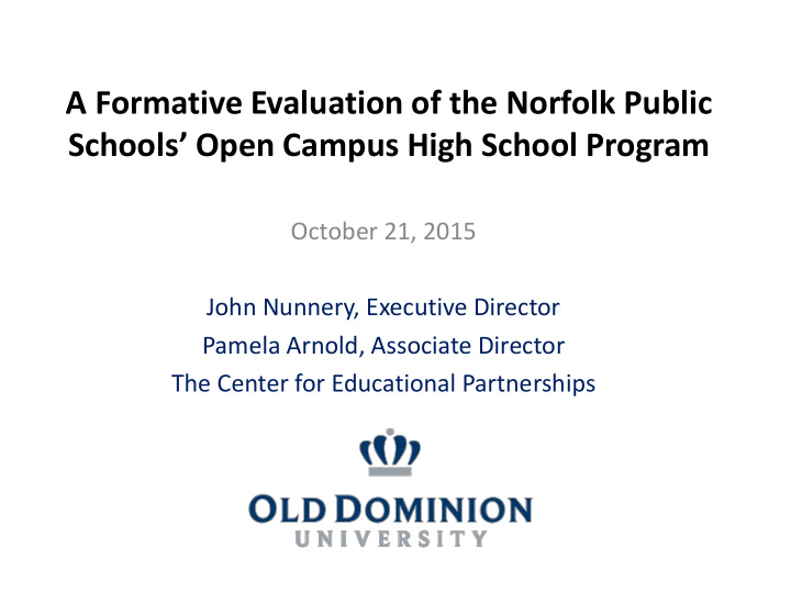 a formative evaluation of the norfolk public schools open