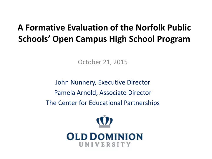 a formative evaluation of the norfolk public schools open