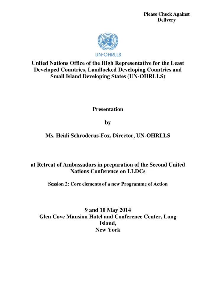 please check against delivery united nations office of