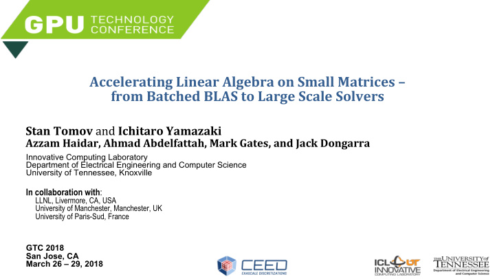 accelerating linear algebra on small matrices from