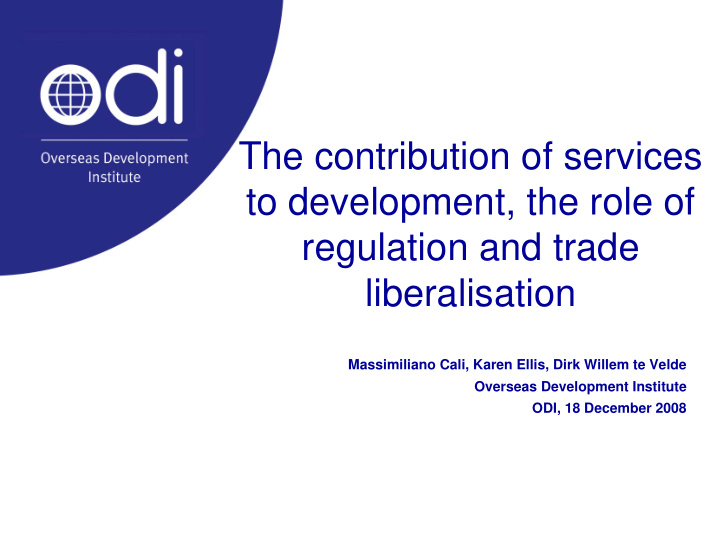 the contribution of services to development the role of
