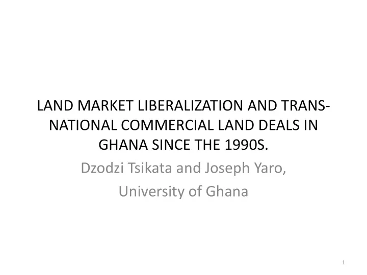 land market liberalization and trans national commercial
