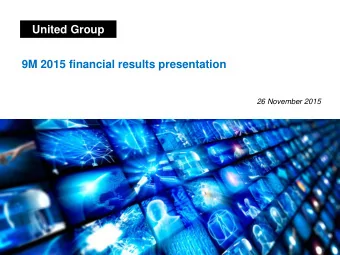 9M 2015 financial results presentation  26 November 2015  Disclosure Regarding Forward-Looking