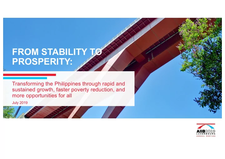 from stability to prosperity