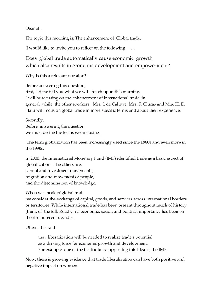 does global trade automatically cause economic growth