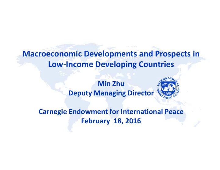 macroeconomic developments and prospects in low income