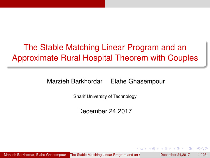 the stable matching linear program and an approximate