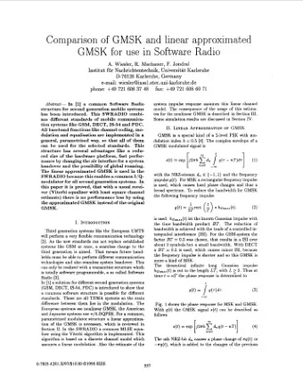 Comparison of zyxwvutsrqponmlkjihgfedcbaZYXWVUTSRQPONMLKJIHGFEDCBA for use in Software Radio