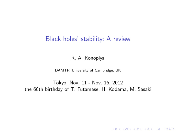 black holes stability a review