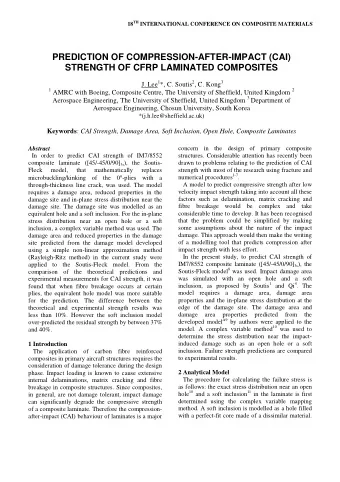 PREDICTION OF COMPRESSION-AFTER-IMPACT (CAI)  STRENGTH OF CFRP LAMINATED COMPOSITES J. Lee 1 *, C.
