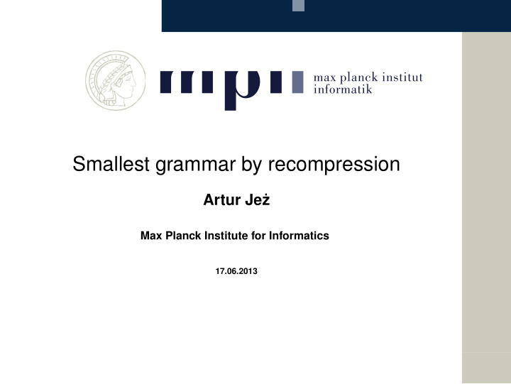 smallest grammar by recompression