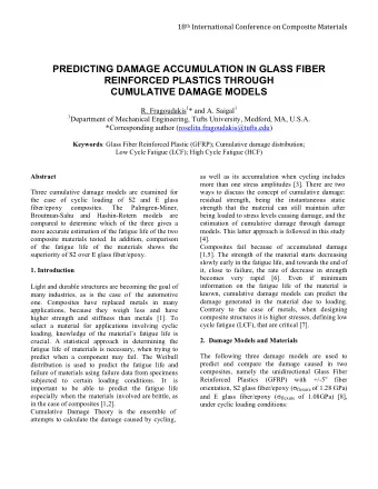PREDICTING DAMAGE ACCUMULATION IN GLASS FIBER REINFORCED PLASTICS THROUGH CUMULATIVE DAMAGE MODELS