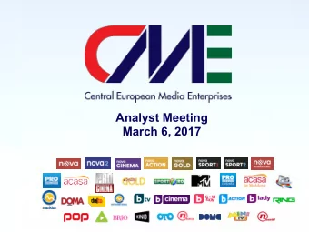 Analyst Meeting  March 6, 2017  Cautionary Language  This presentation contains forward-looking