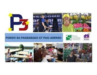 PON  ONDO S  O SA P  PAGBA  BABA  BAGO A  O AT P  PAG-ASENSO  O 04  P3 funds are  Provides 01