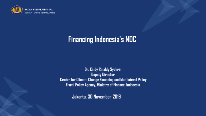 financing indonesia s ndc