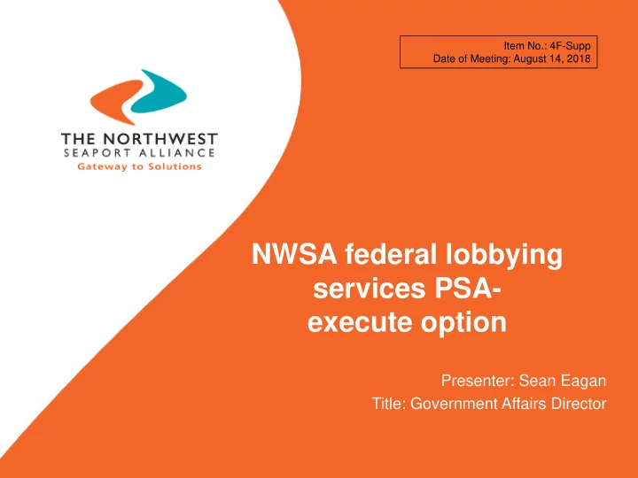 nwsa federal lobbying services psa execute option