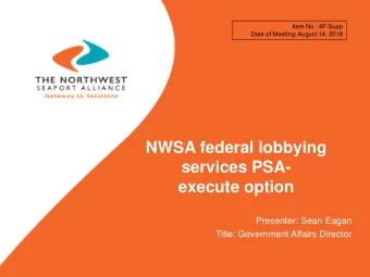 NWSA federal lobbying  services PSA-  execute option  Presenter: Sean Eagan  Title: Government