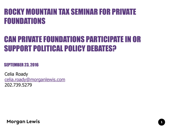 rocky mountain tax seminar for private foundations can