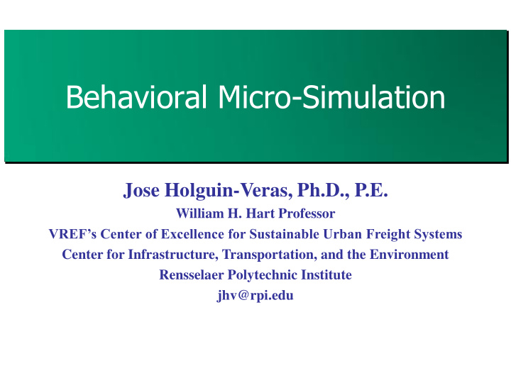 behavioral micro simulation
