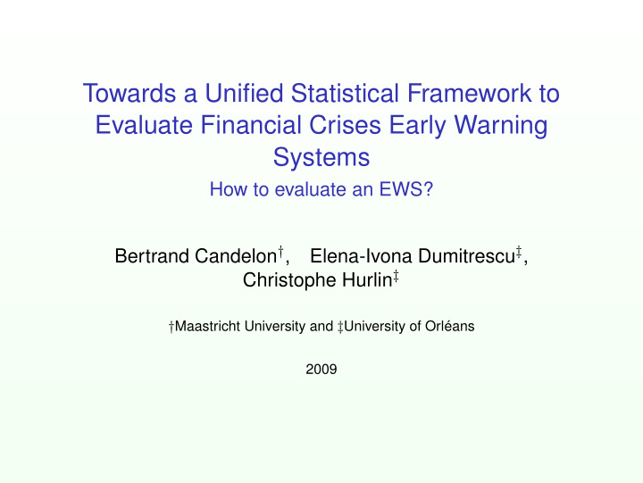 towards a unified statistical framework to evaluate