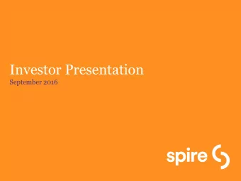 Investor Presentation  September 2016  Forward-looking statements and use of non-GAAP measures