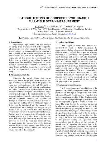 FATIGUE TESTING OF COMPOSITES WITH IN-SITU  FULL-FIELD STRAIN MEASUREMENT S.  Sisodia 1* , S.