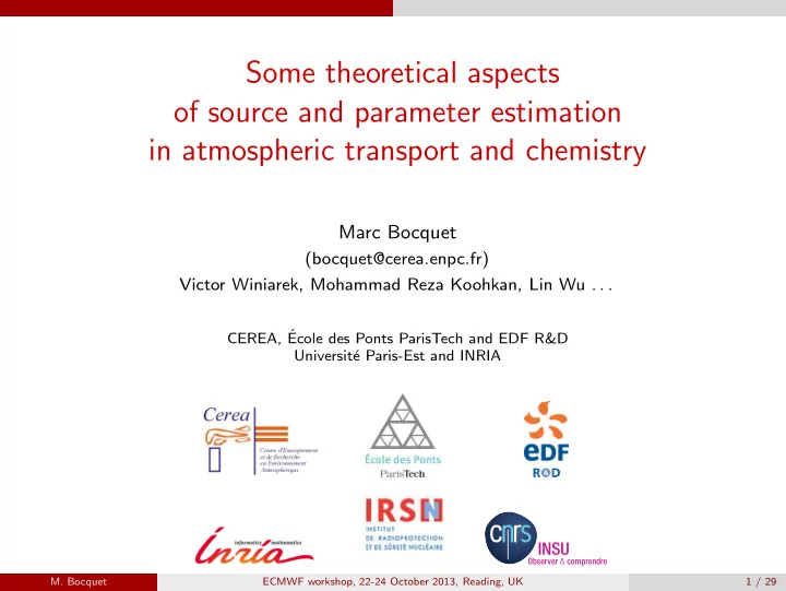 some theoretical aspects of source and parameter