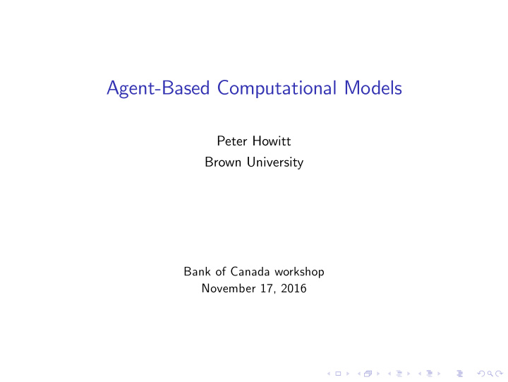 agent based computational models
