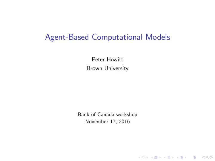 agent based computational models