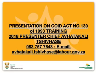 2018 PRESENTER CHIEF AVHATAKALI  TSHIVHASE  083 757 7643 : E-mail.