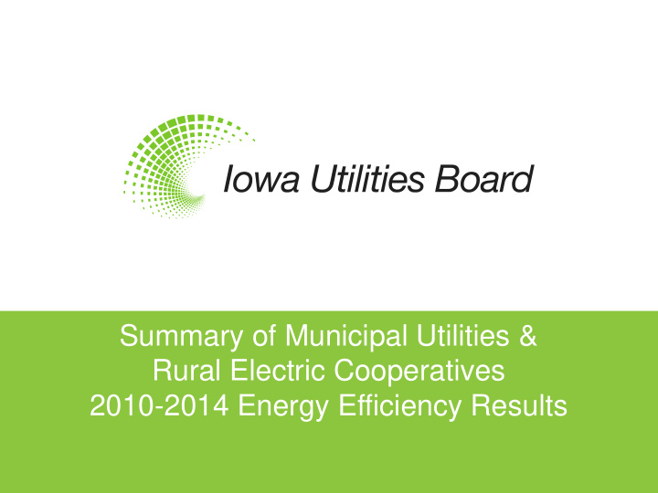summary of municipal utilities rural electric