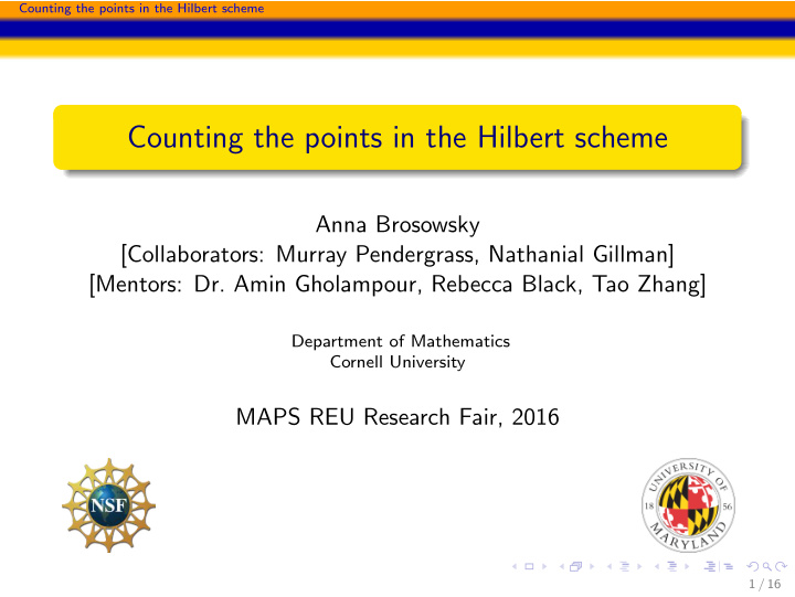 counting the points in the hilbert scheme
