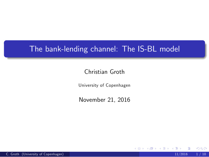 the bank lending channel the is bl model