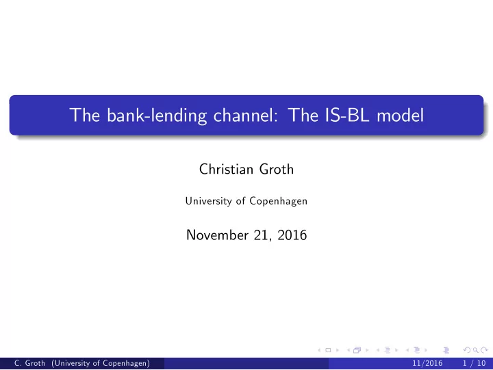 the bank lending channel the is bl model