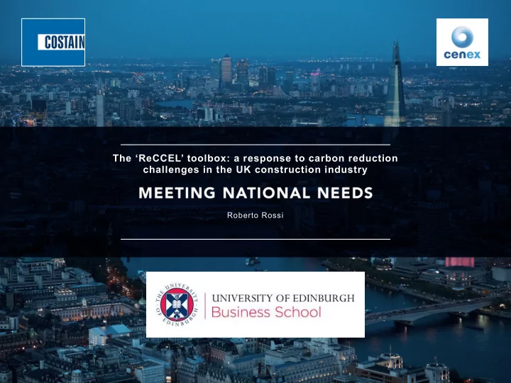 the reccel toolbox a response to carbon reduction