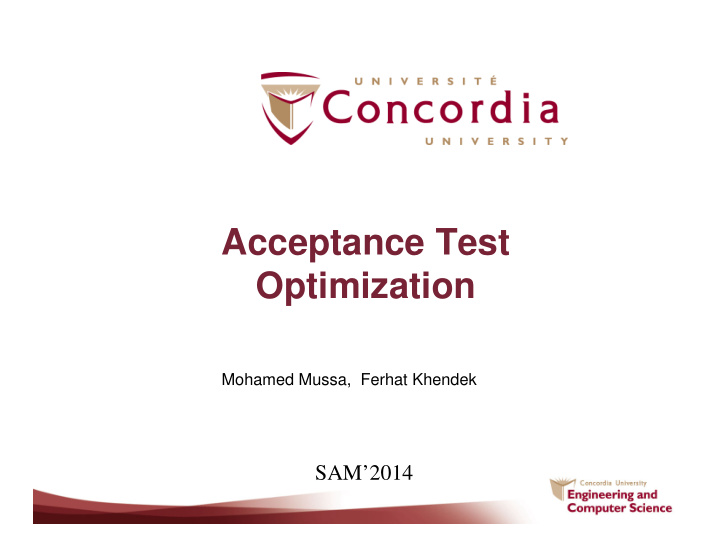 acceptance test optimization optimization