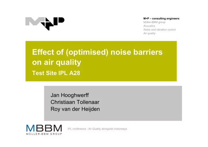 effect of optimised noise barriers on air quality