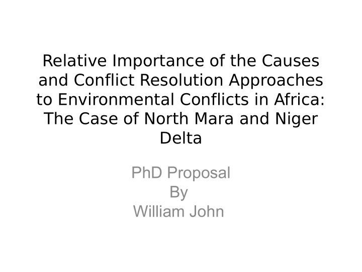 relative importance of the causes and conflict resolution