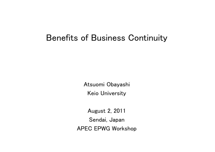 benefits of business continuity