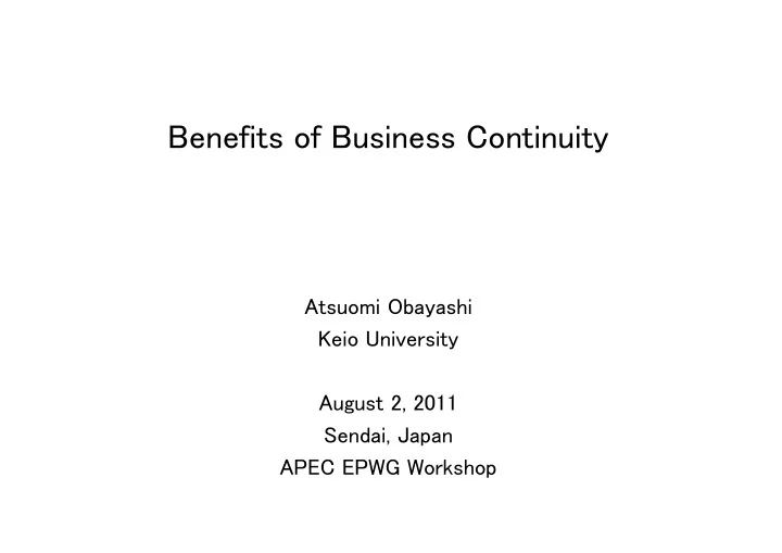 benefits of business continuity