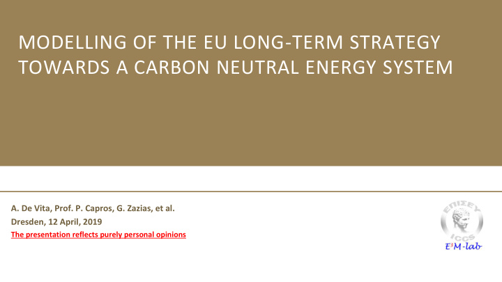 modelling of the eu long term strategy
