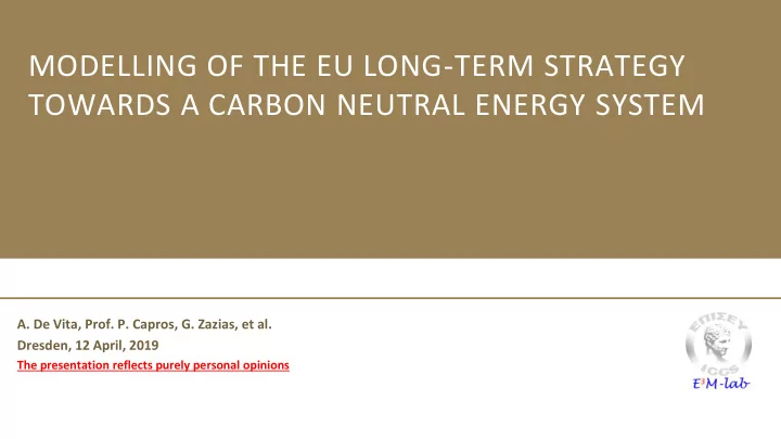 modelling of the eu long term strategy