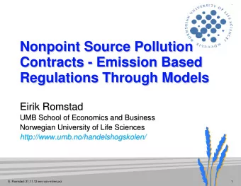 Nonpoint Source Pollution  Nonpoint Source Pollution  Contracts - Emission Based  Contracts -