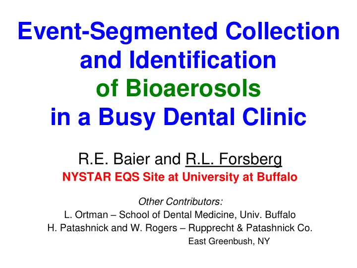 event segmented collection and identification of