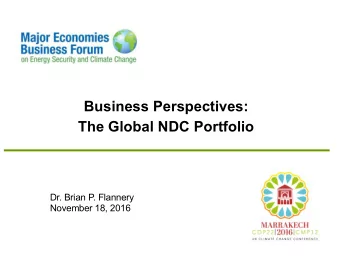 Business Perspectives:  The Global NDC Portfolio  Dr. Brian P. Flannery  November 18, 2016