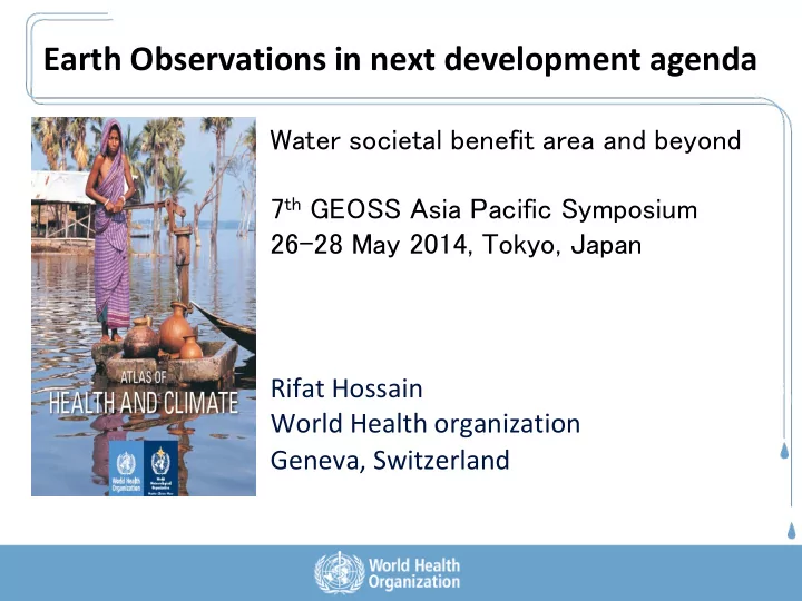 earth observations in next development agenda