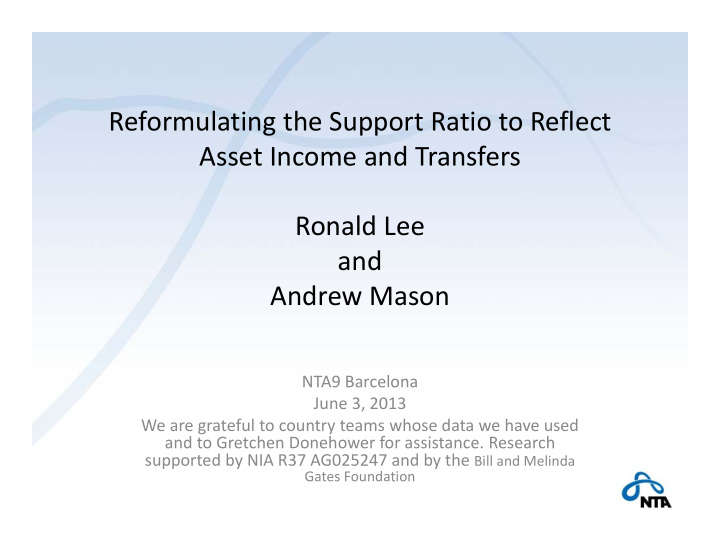 reformulating the support ratio to reflect asset income