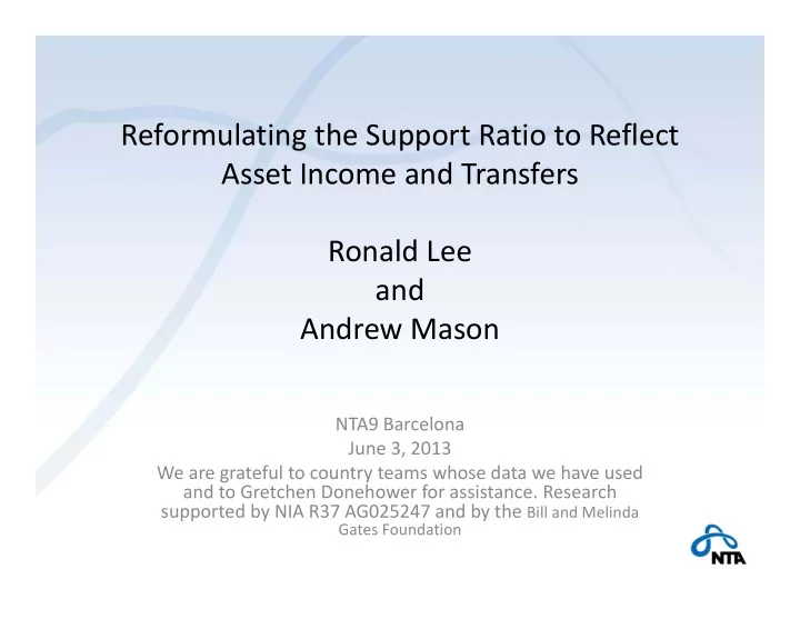 reformulating the support ratio to reflect asset income